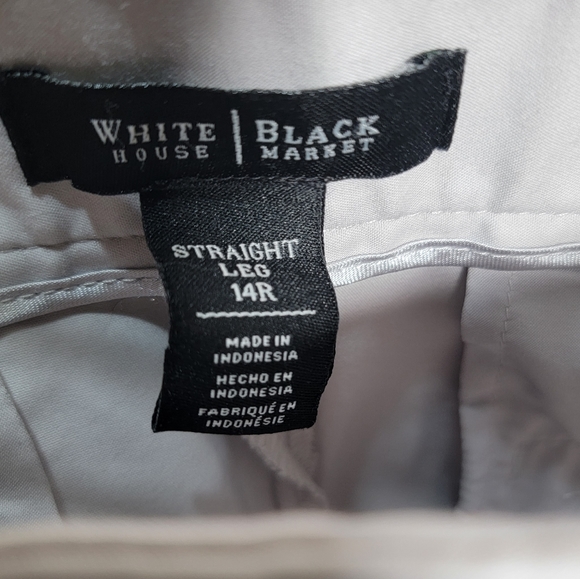 White House Black Market straight leg 14R light gray almost white pants NICE! - Picture 4 of 7
